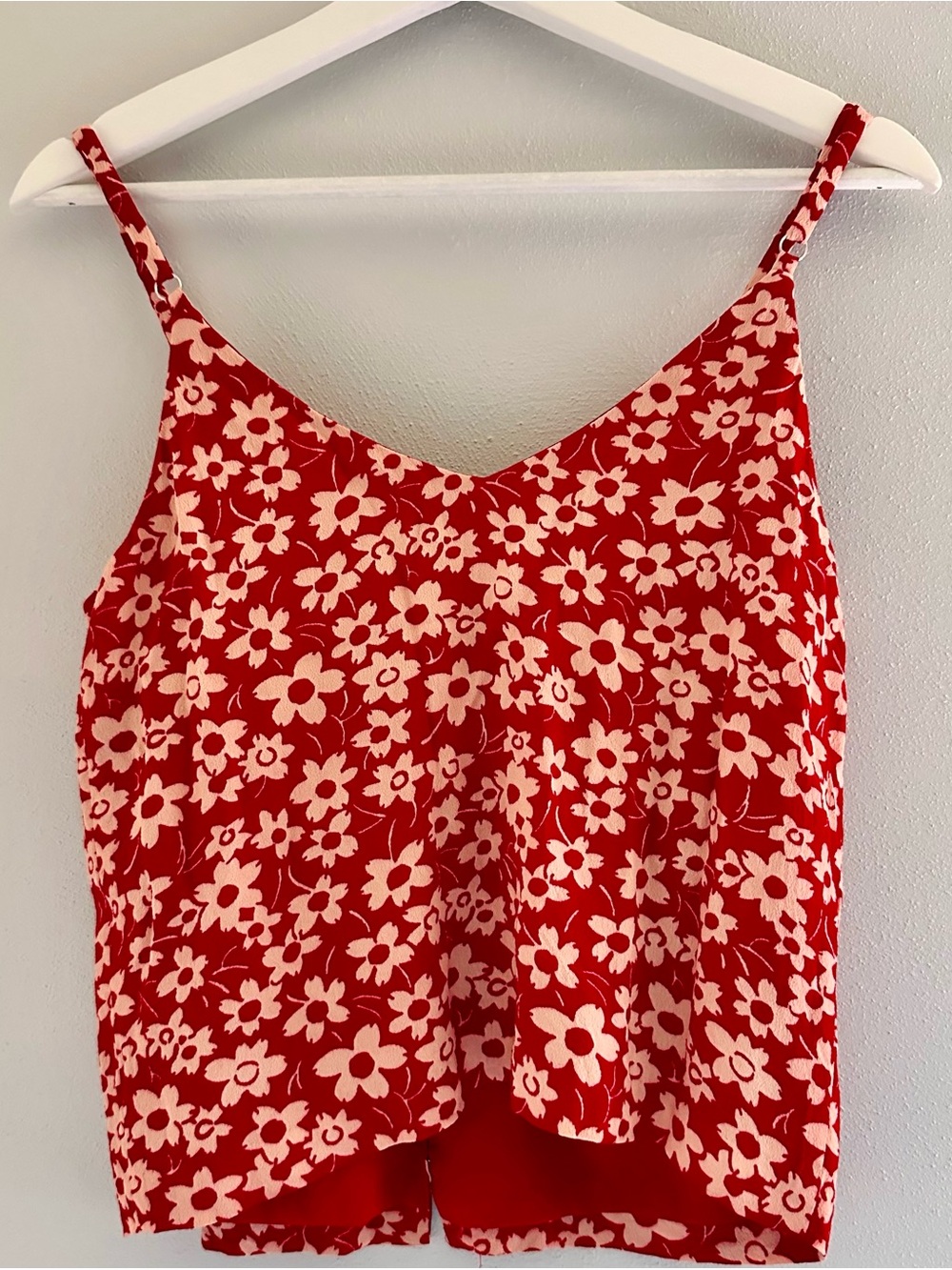 Madewell Red Floral Button-Front Camisole with Cream Print - Picture 2 of 5